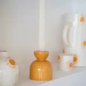 Bougeoir en céramique - Jaune - Fait main au Portugal