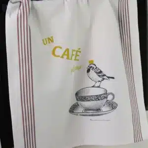Torchon XXL coton café oiseau 1
