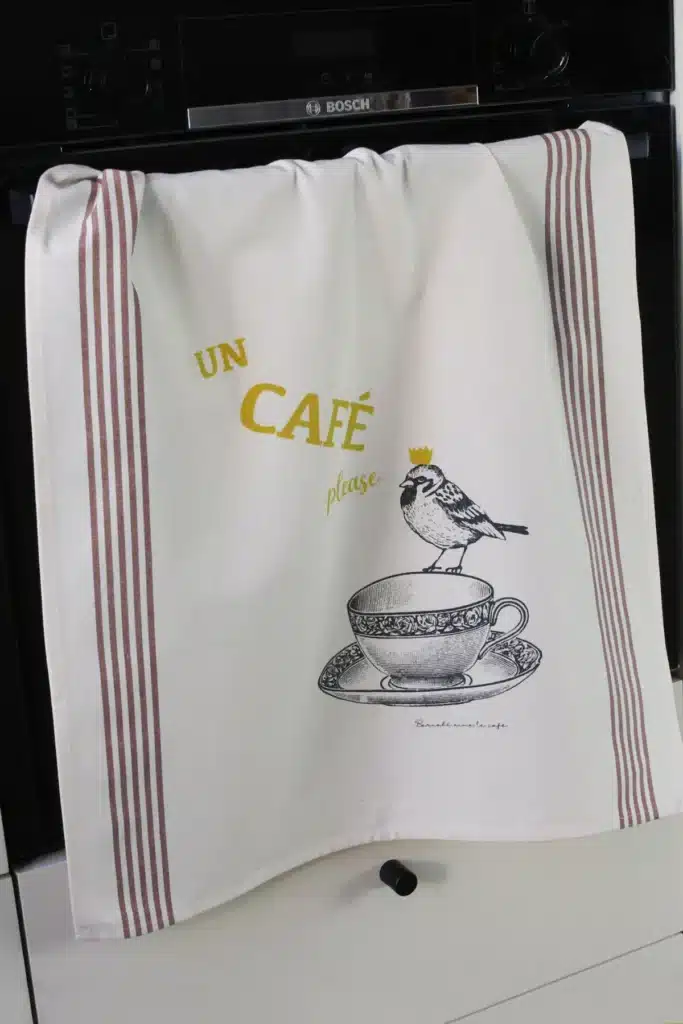 Torchon XXL coton café oiseau 1