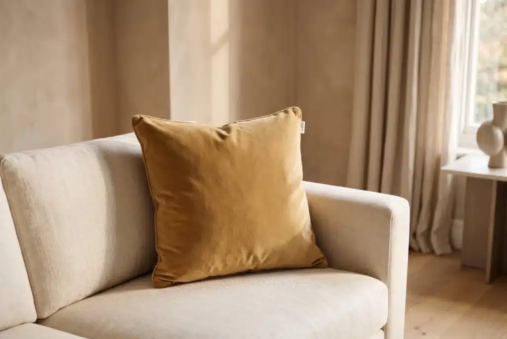 Coussin en velours curry
