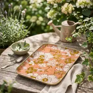 Plateau Aperol en métal émaillé 30,5×21,2 cm – Vishnu terracotta 1