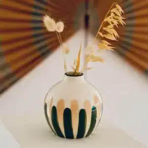 Soliflore en céramique - Vert / Beige - Fait à la main au Portugal