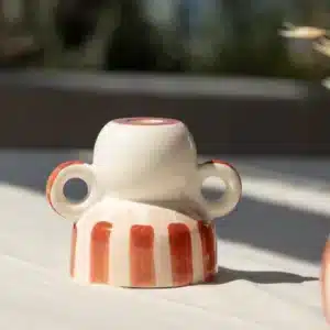 Bougeoir en céramique - Terracotta / Rose - Fait main au Portugal