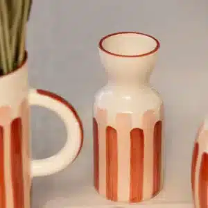 Vase totem en céramique - Terracotta / Rose - Fabriqué à la main au Portugal