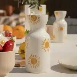 Vase totem en céramique - Soleil - Fabriqué à la main au Portugal