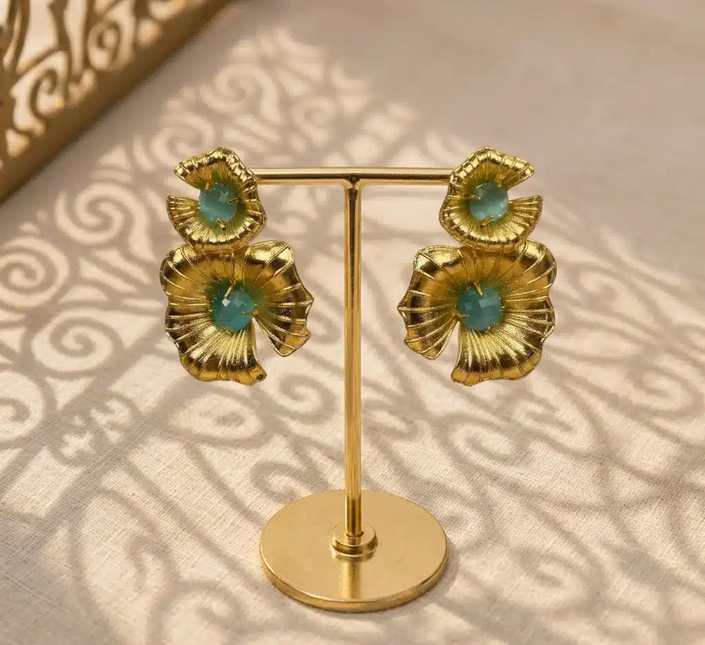 Boucles oreilles Argelouse double fleurs 1