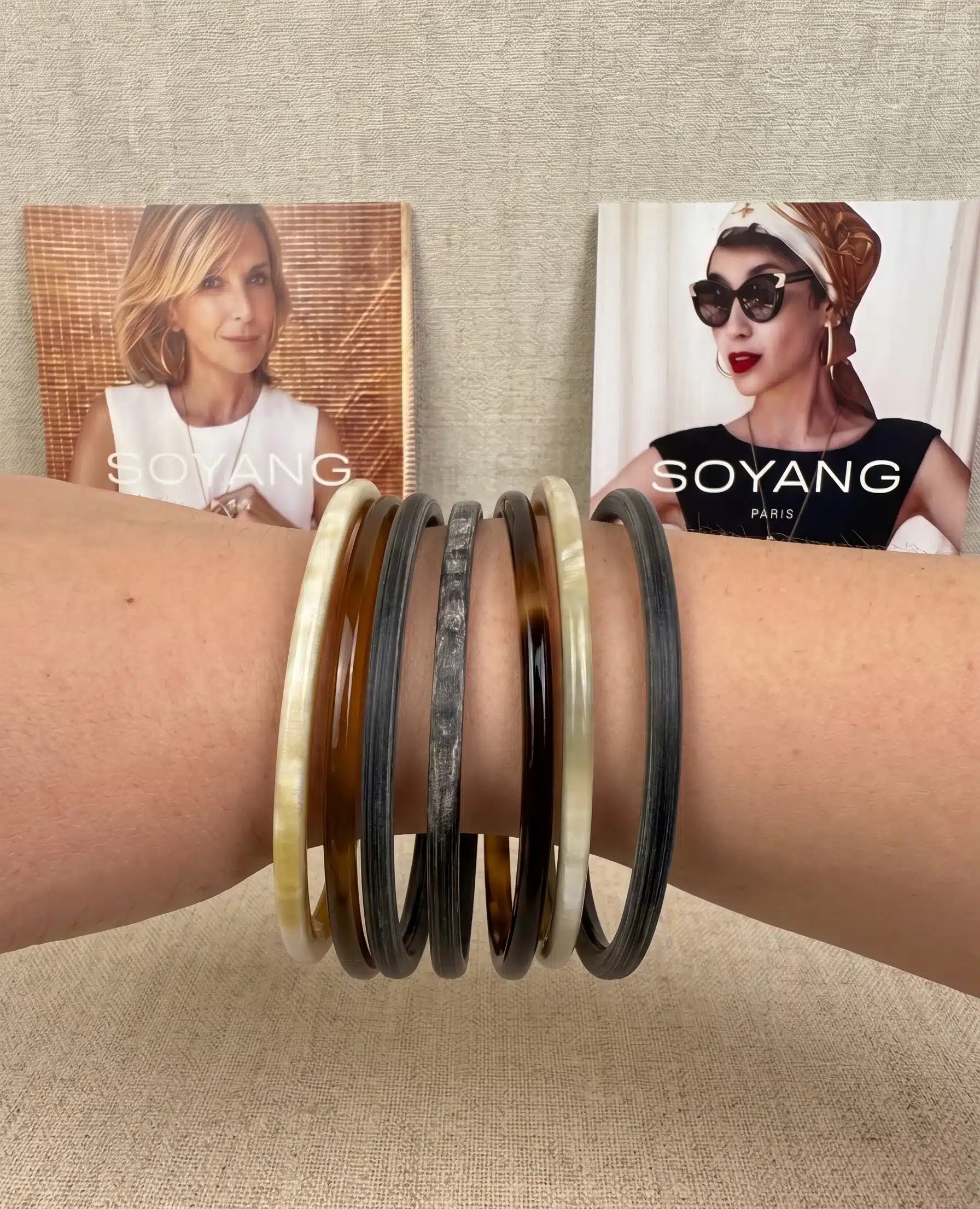Jonc fin en corne de buffle multicolore – SOYANG Paris 2
