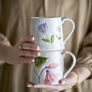 Mug en grès multicolore – motif floral 4