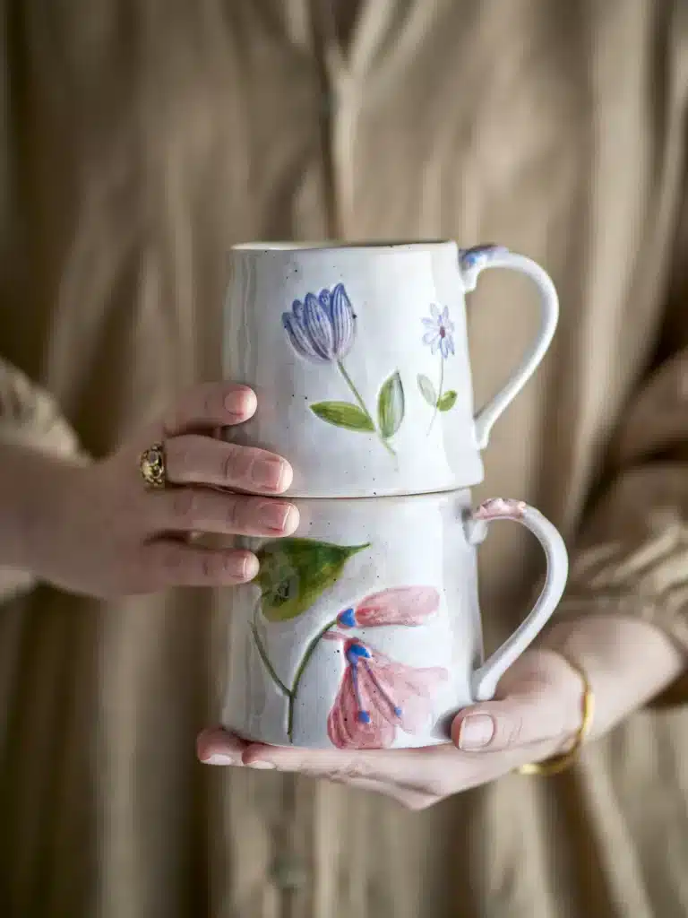 Mug en grès multicolore – motif floral 4
