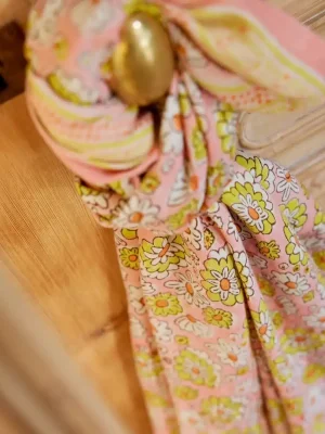 foulard indien london yellow fait main blockprint Inde coton