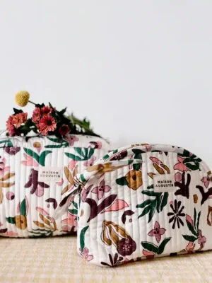 trousse toilette maquillage fait main éthique matière naturelle blockprint Inde